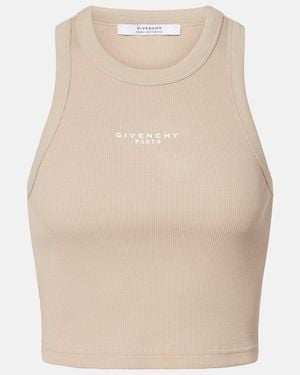 Givenchy Logo Cropped Cotton Jersey Tank Top - Natural