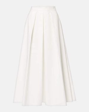 Elie Saab Cotton Popeline Midi Skirt - White