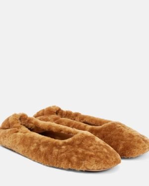 Dries Van Noten Shearling Ballet Flats - Brown