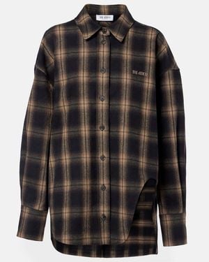 The Attico Checked Oversized Cotton Flannel Shirt - Black