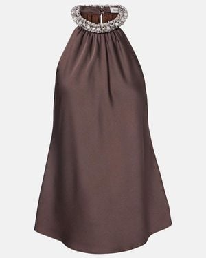 Jonathan Simkhai Embellished Satin Top - Brown