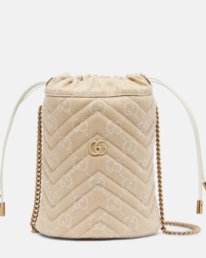Gucci Bucket Bag Gg Marmont Mini Aus Denim - Natur