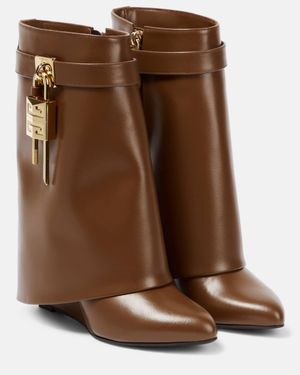 Givenchy Shark Lock Leather Ankle Boots - Brown