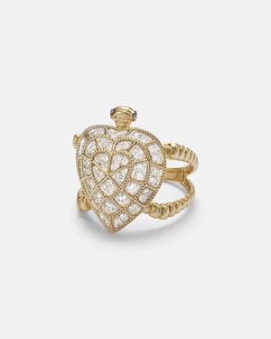 Yvonne Léon Ring Tortue Coeur Aus 9Kt Gelbgold (375/1000) Mit Diamanten - Weiß