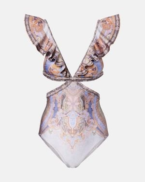 Zimmermann Banador Como Estampado Con Aberturas - Morado
