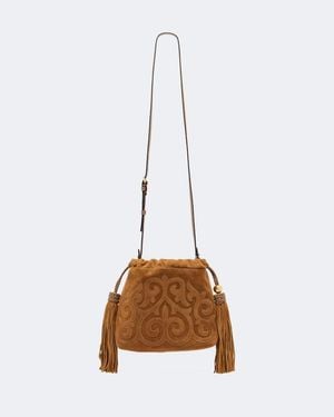 Etro Clutch Kalispera Small Aus Veloursleder - Braun