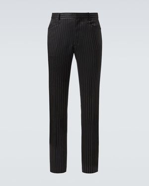 Tom Ford Dylan Striped Wool And Silk Suit Pants - Black