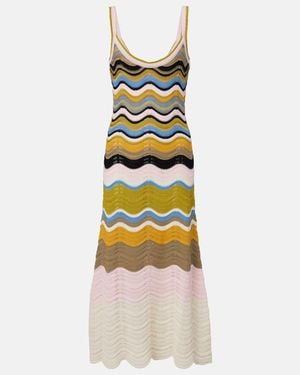 La DoubleJ Chevron Crochet Cotton Midi Dress - Multicolour