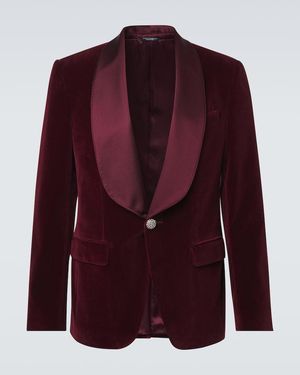 Dolce & Gabbana Cotton-Blend Velvet Tuxedo Jacket - Red