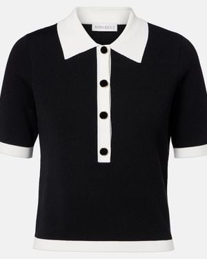 Nina Ricci Ribbed-Knit Polo Shirt - Black