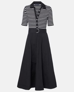 Veronica Beard Delise Striped Cotton-Blend Midi Dress - Blue