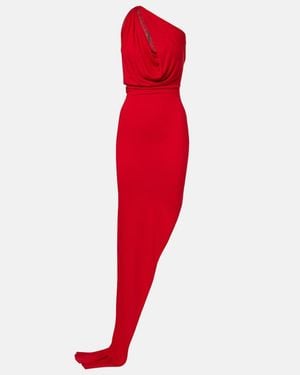 Rick Owens Aaliyah One-Shoulder Sheer Gown - Red