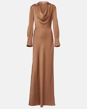 Jonathan Simkhai Adelle Draped Satin Gown - Brown