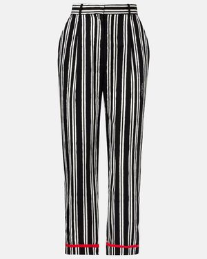 Dolce & Gabbana Striped Cotton Straight Trousers - Black