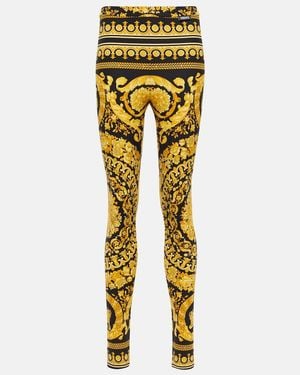 Versace Leggings With Iconic Baroque Print - Yellow
