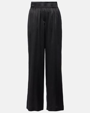 Brunello Cucinelli Silk-Blend Wide-Leg Trousers - Black