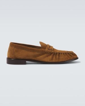 Saint Laurent Le Loafer Suede Penny Loafers - Brown