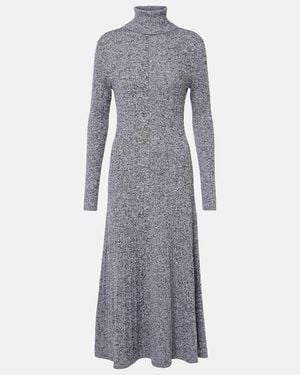 JOSEPH Ribbed-Knit Turtleneck Wool And Silk Dress - Grey