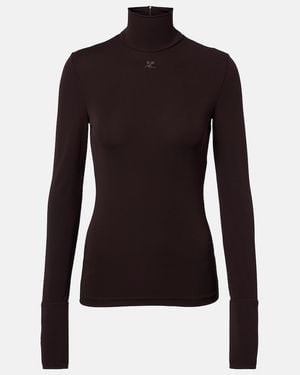 Courreges Pull A Col Roule En Jersey - Noir