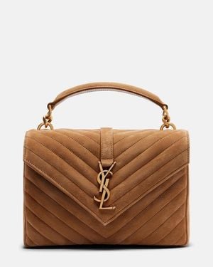 Saint Laurent University Medium Leather Shoulder Bag - Natural