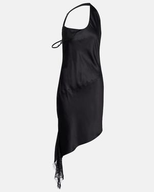 Courreges Undressed Lace-Trimmed Satin Minidress - Black