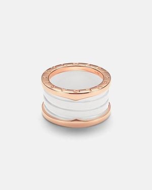 BVLGARI Ring B.Zero1 Aus 18Kt Rosegold Mit Keramik - Weiß