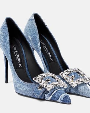 Dolce & Gabbana Embellished Denim Pumps - Blue
