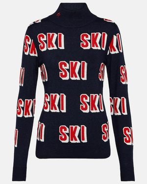 Perfect Moment Wool Jacquard Turtleneck Jumper - Blue