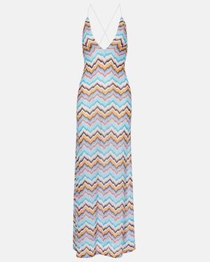 Missoni Zigzag Halterneck Maxi Dress - Blue