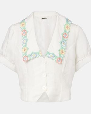 RIXO London Besticktes Cropped-Top Iveta - Weiß