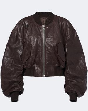 Rick Owens Secchia Leather Bomber Jacket - Brown