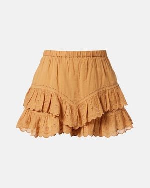 Isabel Marant Jocadia Broderie Anglaise Cotton Shorts - Brown