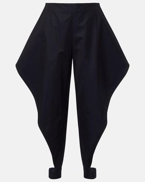 Alaïa Ruffled Cotton Gabardine Tapered Pants - Blue
