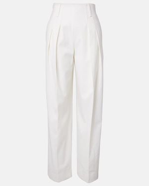 Victoria Beckham Wool-Blend Wide-Leg Pants - White