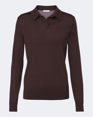 The Row Polo Pauli En Laine Et Soie - Marron