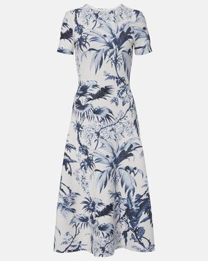 Oscar de la Renta Bedrucktes Cocktailkleid - Blau