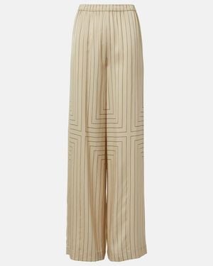 JOSEPH Hulin Silk-Blend Wide-Leg Pants - Natural