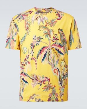 Etro Printed Cotton Jersey T-Shirt - Yellow