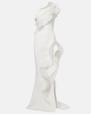 Maticevski Excitement Ruffled One-Shoulder Gown - White