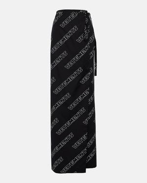 Vetements Logo Cotton Wrap Skirt - Black