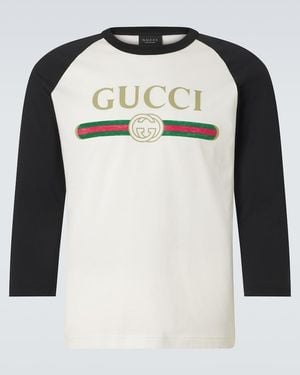 Gucci Logo Cotton And Silk Jersey T-Shirt - Black