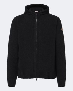 Moncler Wool-Blend Boucle Zip-Up Hoodie - Black