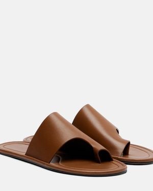 The Row Malick Thong Leather Sandals - Brown