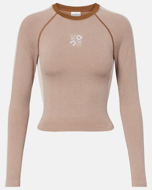 Loewe X On Longsleeve Aus Rippstrick - Natur