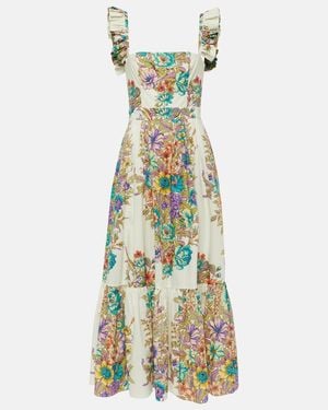 Etro Floral Cotton Poplin Maxi Dress - Green