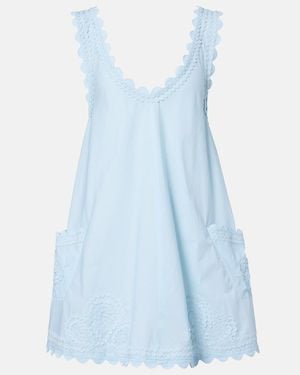 Juliet Dunn Vestido Corto De Algodon Bordado - Azul