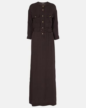 Tom Ford Striped Belted Shirt Dress - Brown