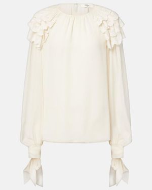 Chloé Ruffled Silk Blouse - White