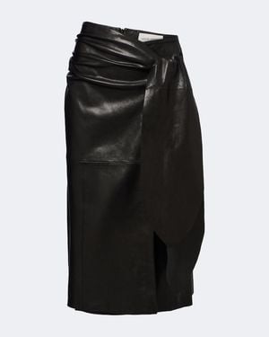 Nour Hammour Falda Viret De Piel - Negro