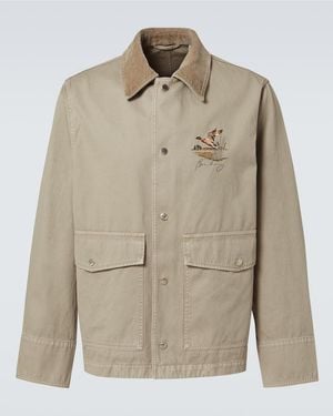 Burberry Embroidered Cotton Twill Field Jacket - Natural